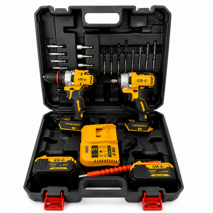 KIT DE TALADRO Y ATORNILLADOR INALAMBRICO 2 BATERIAS DE 198V (5 UND X)