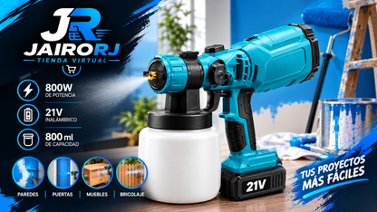 PISTOLA DE PINTURA INALÁMBRICA 21V – 800W Y 800 ML